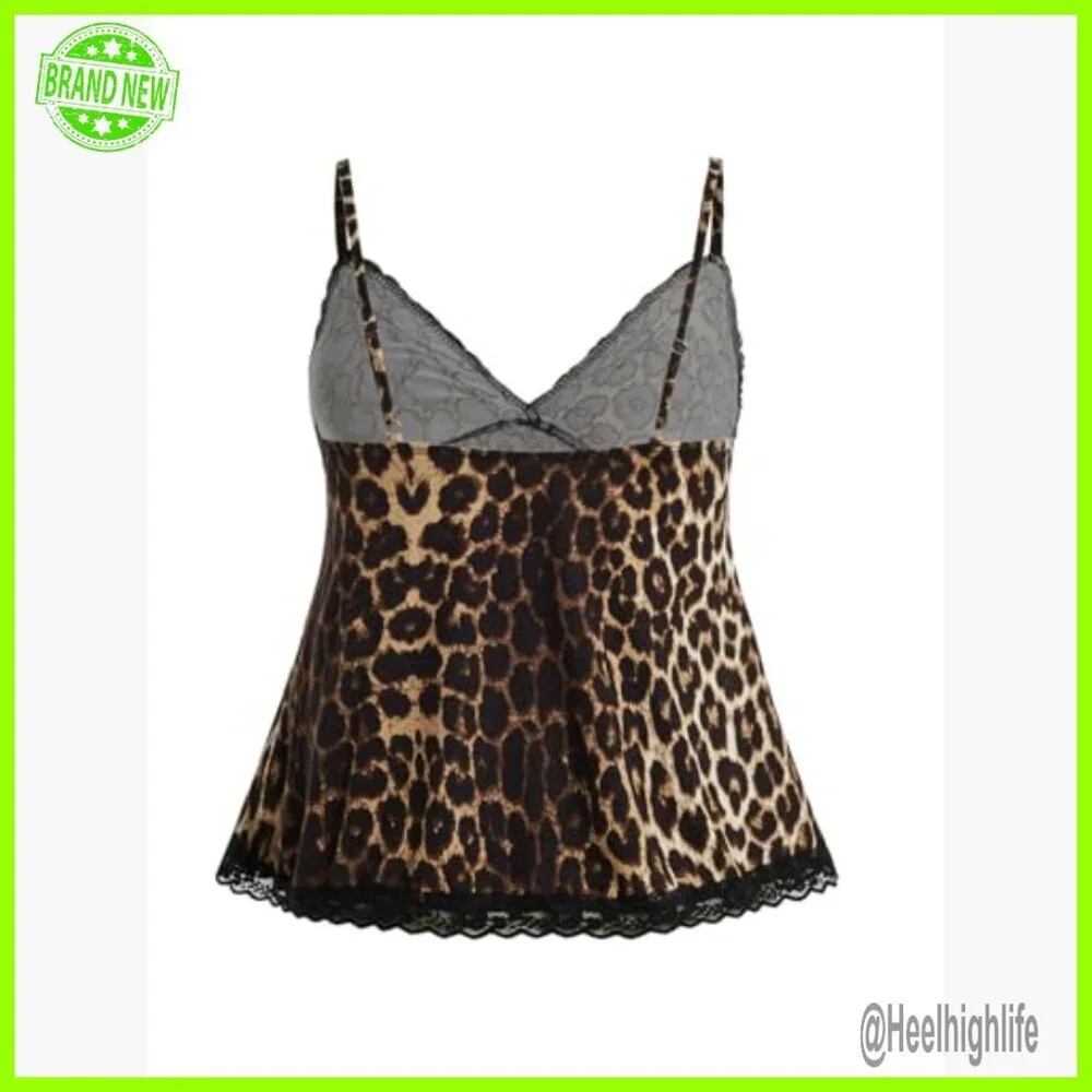Y2K Lace Camisole Striped Spaghetti Strap Babydoll Top
